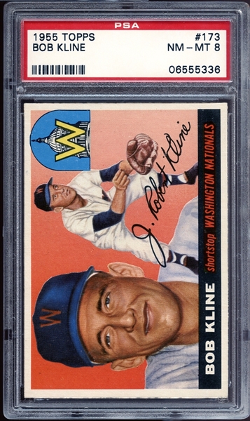 1955 Topps #173 Bob Kline PSA 8 NM/MT