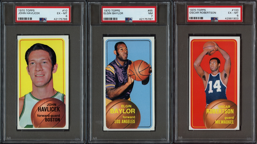 1970 Topps Basketball Group of 27 Cards Including PSA Graded Cards - Includes Havlicek & O. Robertson