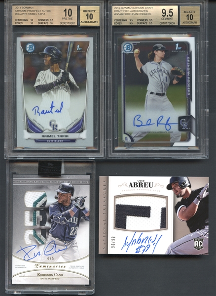 2014 Topps, Bowman and Panini Baseball Signed Insert Card Group of (4)