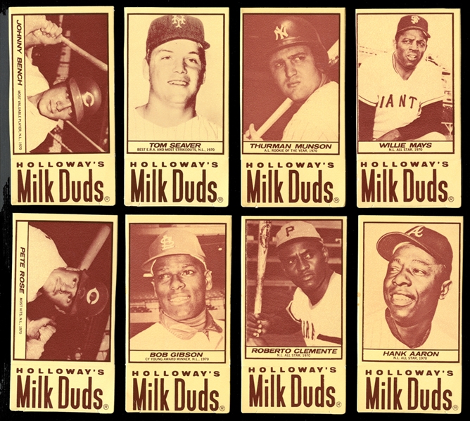 1971 Milk Duds Baseball Card Group of (320) With Aaron, Mays, Clemente, Rose, Etc. 