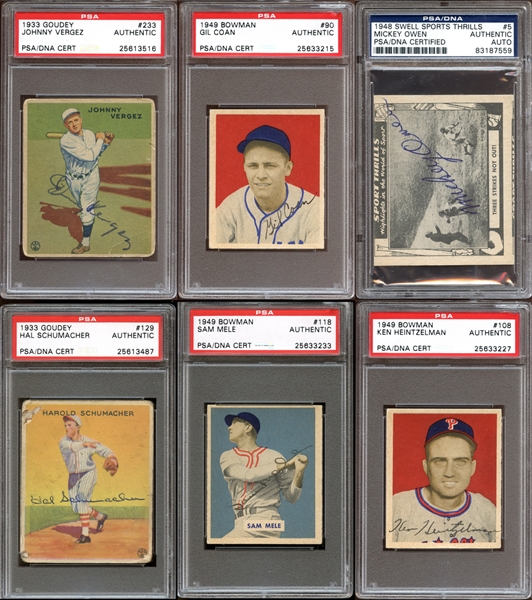 1933-1949 Autographed Baseball Card Group of (14) All PSA/SGC Authenticated