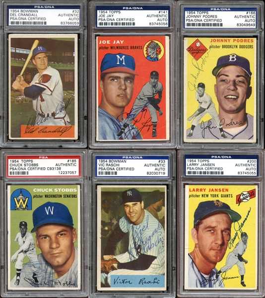 1954 Topps and Bowman Baseball Autographed Card Group of (38) All PSA/DNA Authenticated