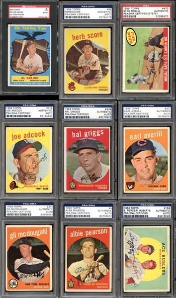 1959 Topps Baseball Autographed Card Group of (78) All PSA/DNA Authenticated