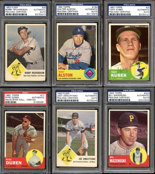 1963 Topps and Fleer Baseball Autographed Card Group of (50) All PSA/DNA Authenticated