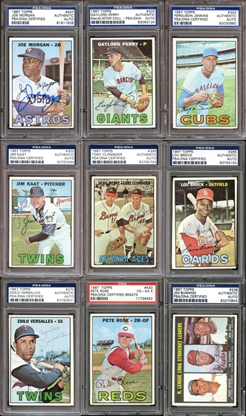 1967 Topps Autographed Card Group of (64) All PSA/DNA Authenticated