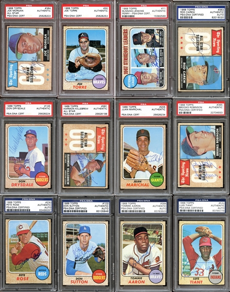 1968 Topps Baseball Autographed Card Group of (139) All PSA/DNA Authenticated
