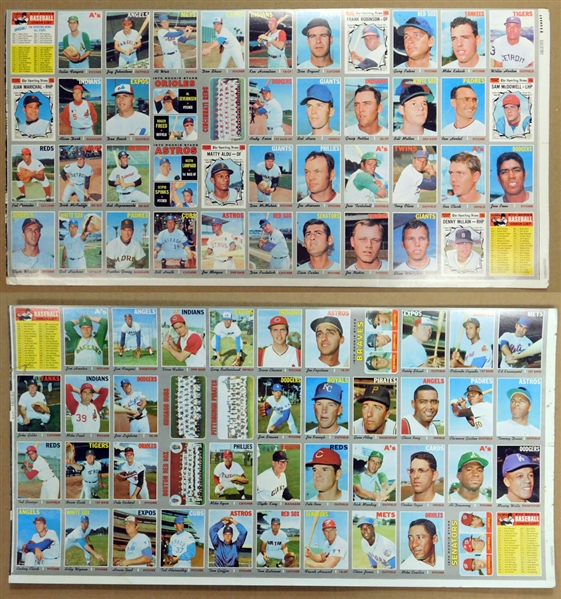 1970 Topps Baseball Group of (2) Uncut 44-card Panels with Stars and HOFers