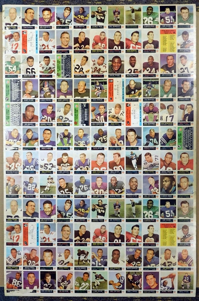 1965 Philadelphia Football Uncut Sheet with Unitas, Starr and Brown