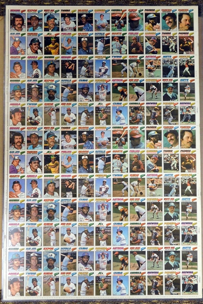 1977 Topps Cloth Stickers Uncut Sheet with (2) Each of Ryan, Rose and Munson