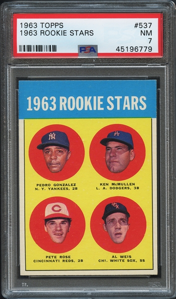 1963 Topps #537 Rookie Stars (Pete Rose) PSA 7 NM