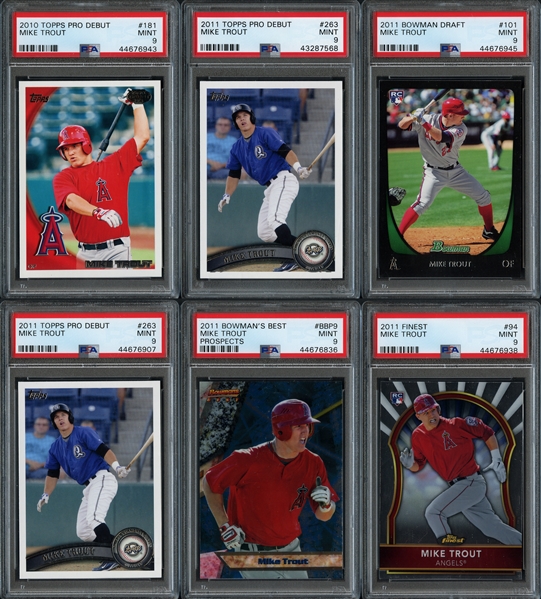 2010-2012 Mike Trout Rookie Card Group of (12) All PSA 9 MINT