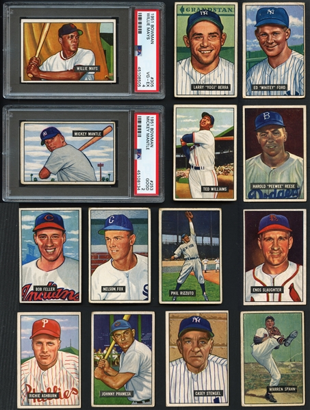1951 Bowman Complete Set w/ Graded Mantle & Mays Rookies