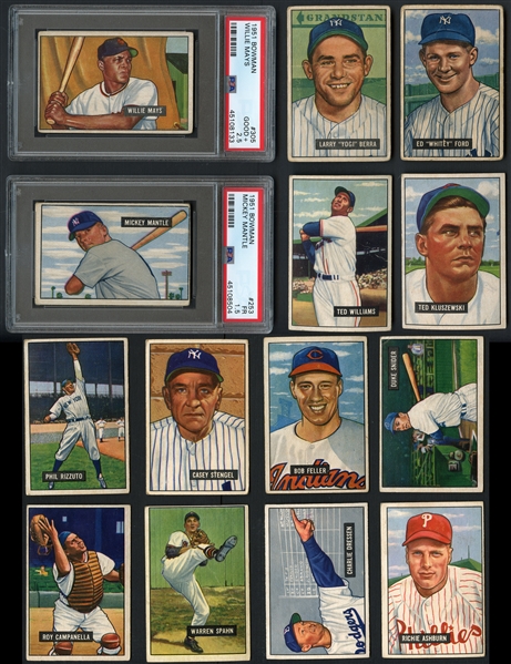 1951 Bowman Complete Set with PSA Graded Mantle & Mays