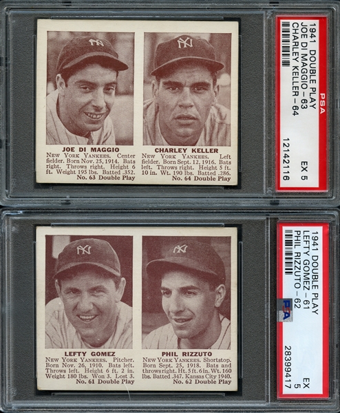 1941 Double Play Group of (2) Cards Including DiMaggio PSA Graded