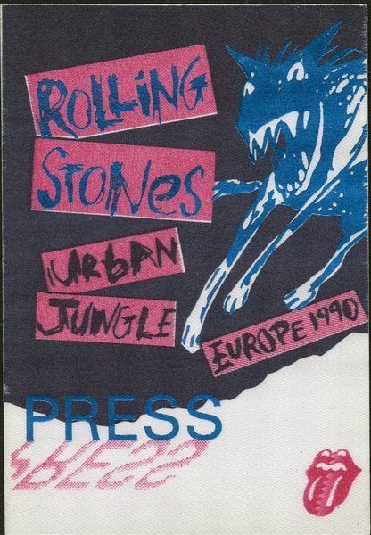 1990 Rolling Stones Urban Jungle Europe Tour Press Pass Ticket