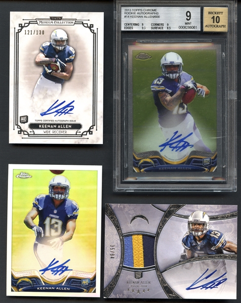 2013 Topps Keenan Allen Group of (4) Signed Rookie Cards