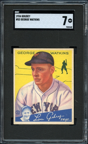 1934 Goudey #53 George Watkins SGC 7 NM