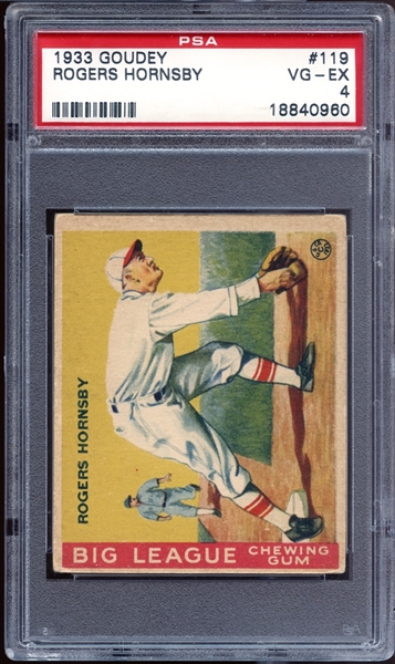 1933 Goudey #119 Rogers Hornsby PSA 4 VG/EX