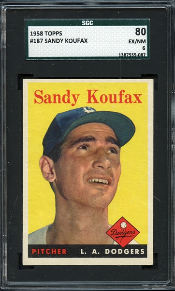 1958 Topps #187 Sandy Koufax SGC 6 EX-MT