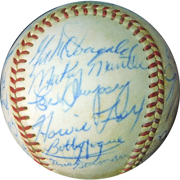 1950s New York Yankees and Others Multi-Signed Baseball with (24) Signatures Featuring Mantle and Berra JSA