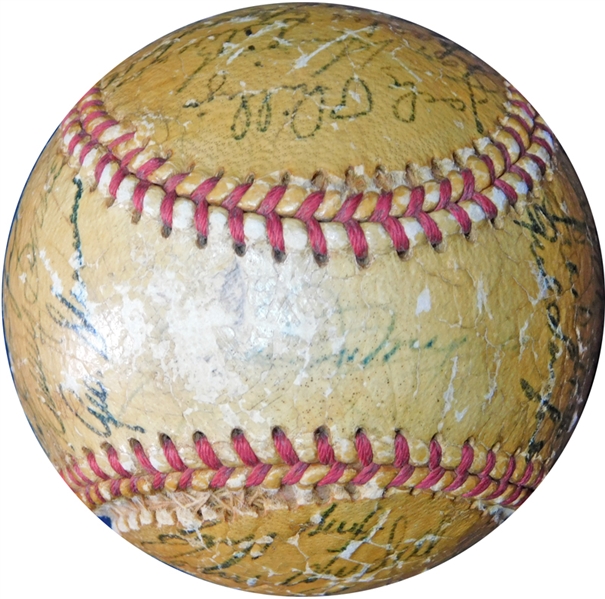 1949 New York Yankees Team-Signed OAL (Harridge) Ball with (26) Signatures Featuring DiMaggio, Rizzuto and Berra PSA/DNA and SGC