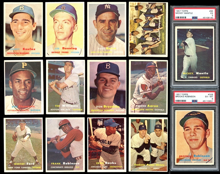 1957 Topps Baseball Complete Set with PSA Graded Mantle and B. Robinson