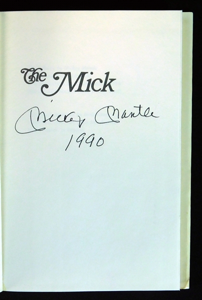 Signed Copy of "The Mick" Hardcover Book by Mickey Mantle JSA