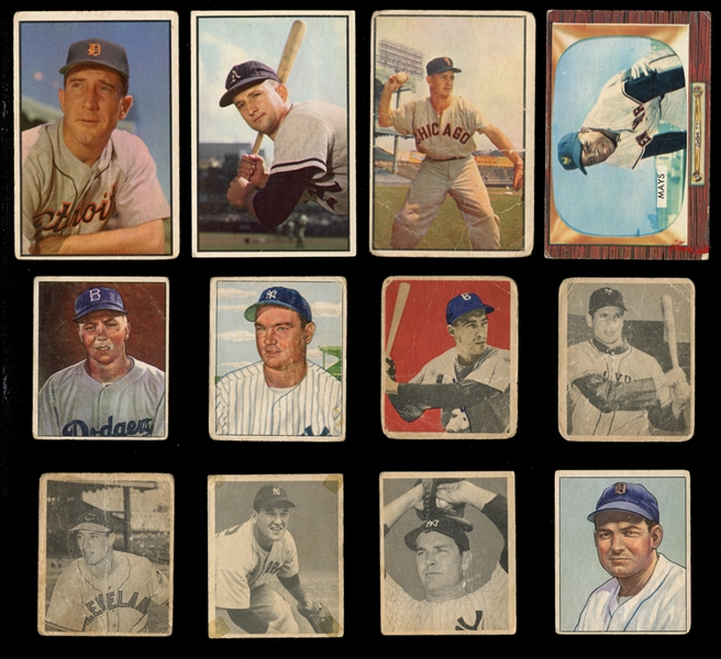 1948-1955 Bowman Shoebox Group of (25) with Mays and other HOFers