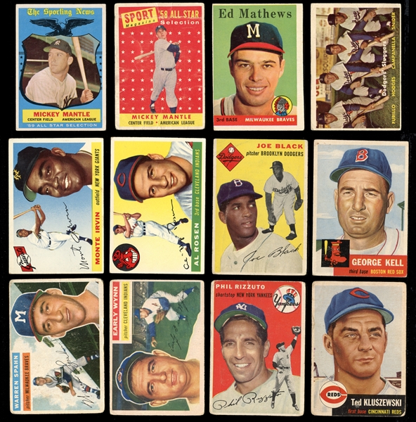 1952-1959 Topps Shoebox Collection of (173) with Stars and HOFers Including Mantle