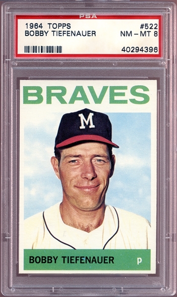 1964 Topps #522 Bobby Tiefenauer PSA 8 NM/MT