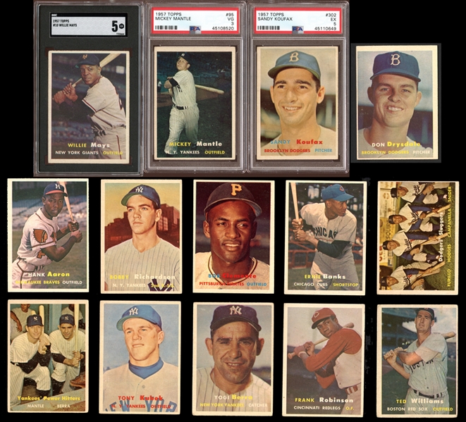 1957 Topps Near-Complete Set (406/407 No B. Robinson) with 1/2 and 2/3 Checklists