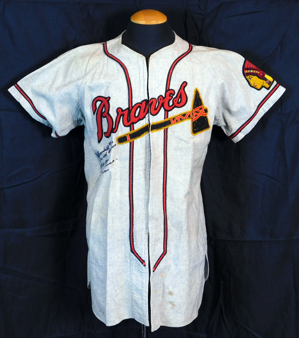 Lot Detail - 1950 Del Crandall Boston Braves Game-Used Signed and Inscribed  Flannel Jersey