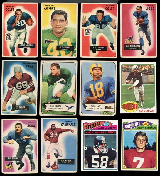 1950s-1970s Topps and Bowman Football Collection of (34) Cards with Stars and HOFers
