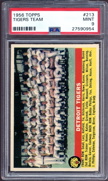 1956 Topps #213 Tigers Team PSA 9 MINT