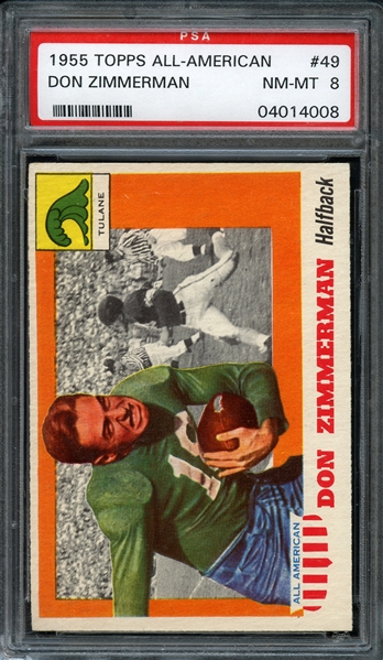 1955 Topps All-American #49 Don Zimmerman PSA 8 NM-MT