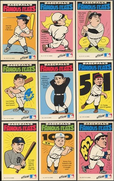 1972 Fleer Baseballs Famous Feats Complete Set