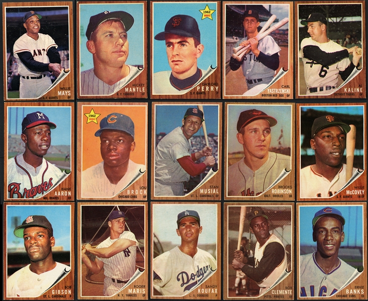 1962 Topps Higher Grade Near Complete Set (594/598) w/ All Green Tints & Pose Variations