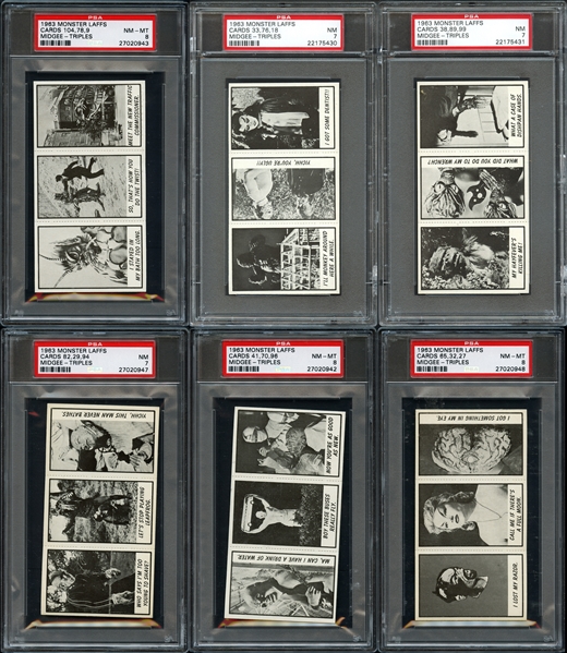 1963 Topps Monster Laffs Midgee Triple Panels Group of (11) All PSA Graded