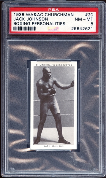 1938 WA & AC Churchman Boxing Personalities #20 Jack Johnson PSA 8 NM/MT