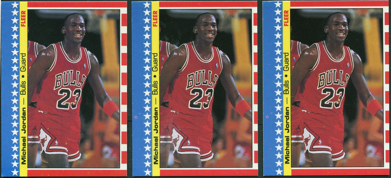 1987 Fleer Sticker #2 Michael Jordan Group of (3)