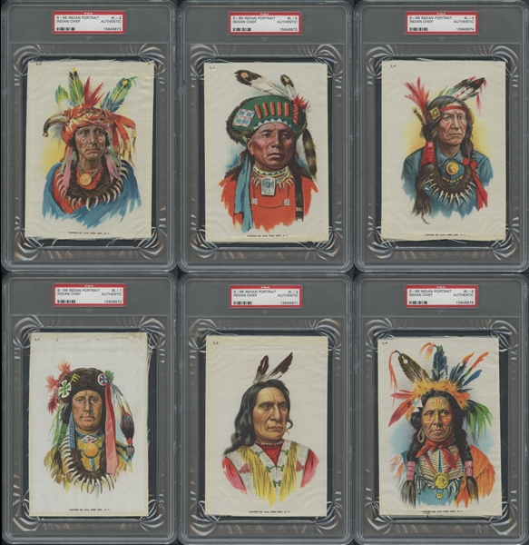 Circa 1910 S-66 Indian Chiefs Silks Complete Set of (6) All PSA AUTHENTIC