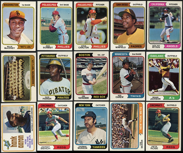 1974 Topps Complete Set with Traded & Near Complete Washington (12/15) Subset