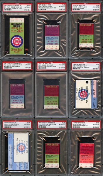1970s-2000s Chicago Cubs Ticket Group of (34) All PSA Graded