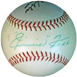 Spectacular Jimmie Foxx Single-Signed ONL (Giles) Ball PSA/DNA NM/MT 8 and JSA
