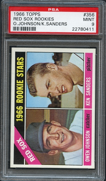 1966 Topps #356 Red Sox Rookies O.Johnson/K.Sanders PSA 9 MINT