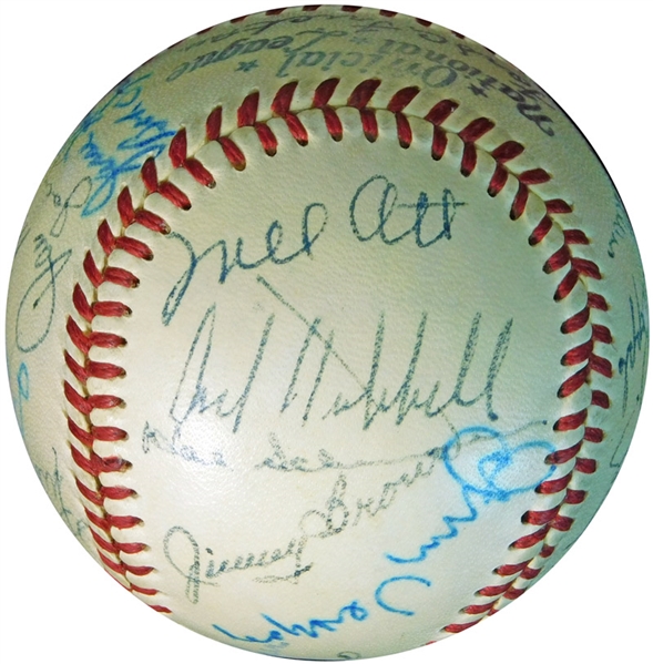 1930s New York Giants Reunion Multi-Signed ONL (Frick) Ball with (21) Signatures Featuring Ott, Hubbell, Lindstrom, Jackson Etc. JSA
