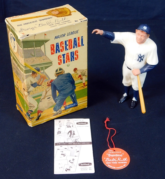 1950s-60s Hartland Statues Babe Ruth with Original Box, Tag, Bat, and Pamphlet