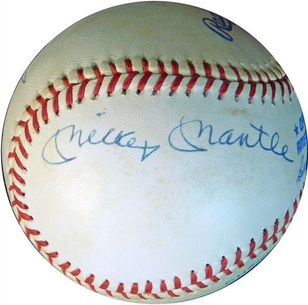 Triple Crown Winners Multi-Signed OAL (Brown) Ball Featuring Mantle, Williams, Yaz, and F. Robinson JSA
