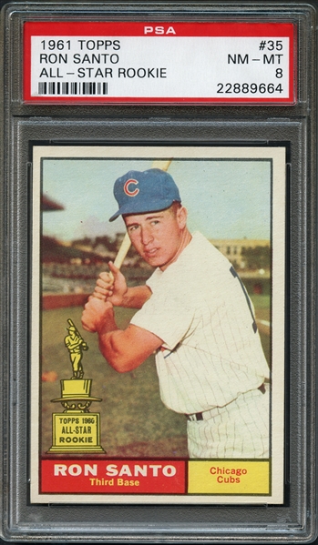 1961 Topps #35 Ron Santo All-Star Rookie PSA 8 NM-MT