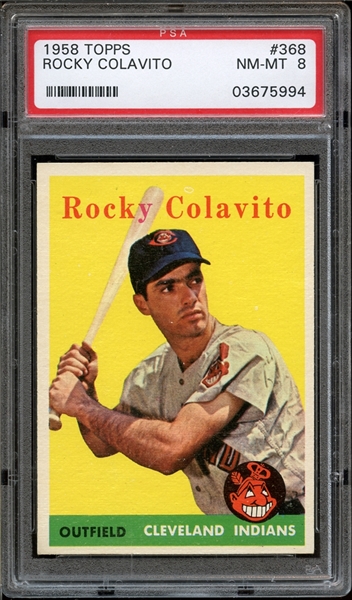 1958 Topps #368 Rocky Colavito PSA 8 NM/MT